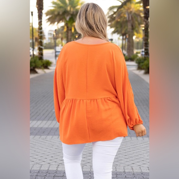 QUEEN FOR A DAY Top by ENTRO for CHIC SOUL Orange XL more like 2X UNWORN Flowy - Picture 10 of 11